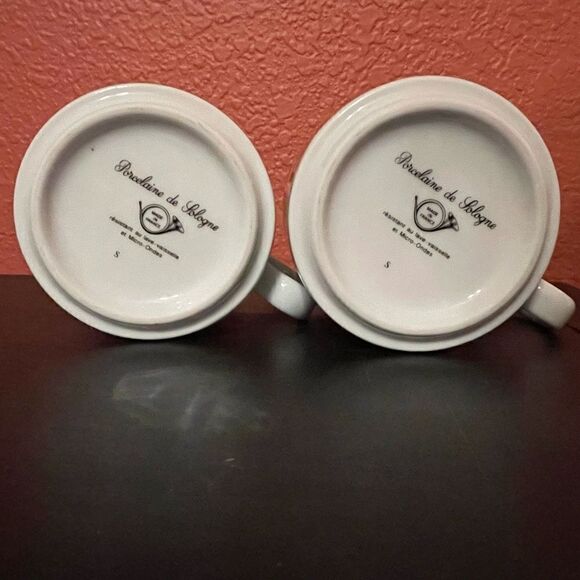 World Coffee Bean Spoon Pattern France Porcelain Gold Rim Coffee Mugs - Picture 11 of 12